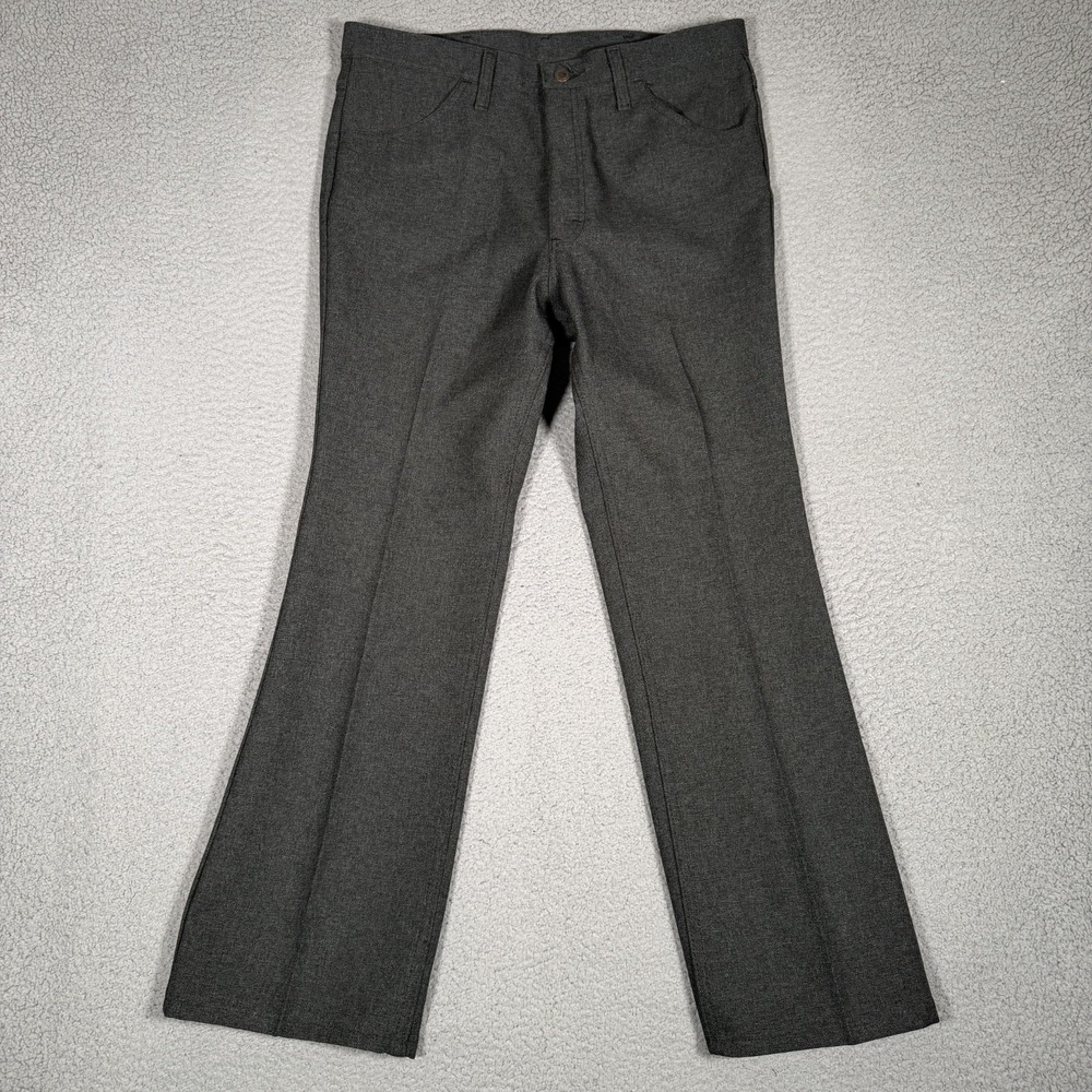 Wrangler Pants Mens 34x29 Gray Vintage Action Slacks Cowboy Cut A001 Preppy Logo